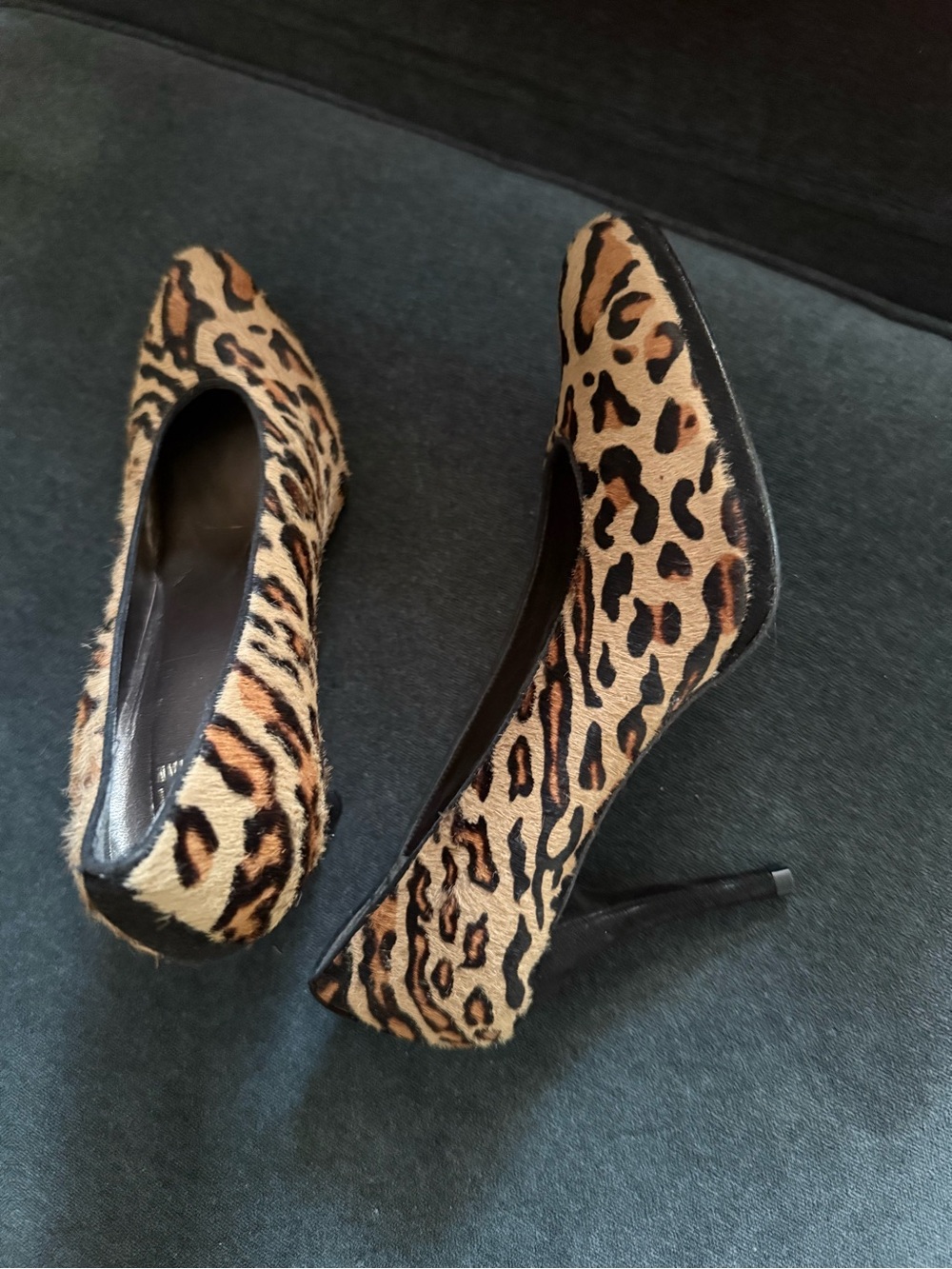 Stuart Weitzman Leopard Print High Heel Pumps - Tan/Black